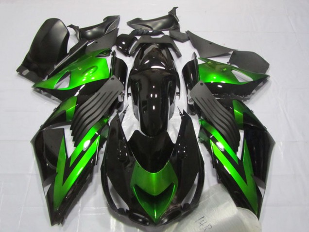 Großhandel Kawasaki ZX14R ZZR1400 Motorrad Verkleidung 2006-2011 - Glanzendes Schwarz Grun Streifen