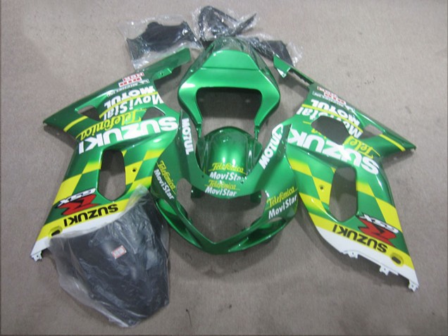 Großhandel Suzuki GSXR 600 Motorrad Verkleidung 2001-2003 - Grun Gelb Telefonica MoviStar