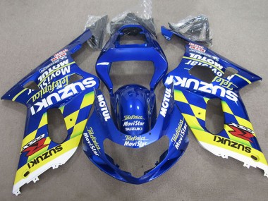 Großhandel Suzuki GSXR 600 Motorrad Verkleidung 2001-2003 - Blau Gelb Telefumica MoviStar