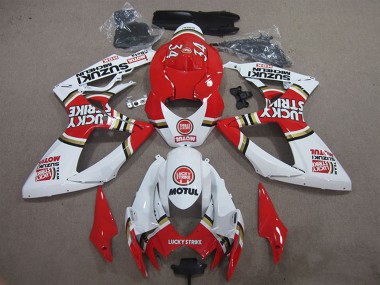 Großhandel Suzuki GSXR 600 Motorrad Verkleidung 2006-2007 - Weiss Rot Lucky Strike Motul