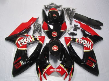 Großhandel Suzuki GSXR 600 Motorrad Verkleidung 2006-2007 - Glanzendes Schwarz Rot Weiss Lucky Strike Motul
