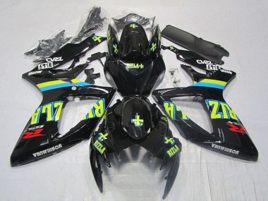 Großhandel Suzuki GSXR 600 Motorrad Verkleidung 2006-2007 - Glanzendes Schwarz Gelb Rizla Rot