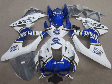 Großhandel Suzuki GSXR 600 Motorrad Verkleidung 2008-2010 - Weiss Blau Lucky Strike Motul