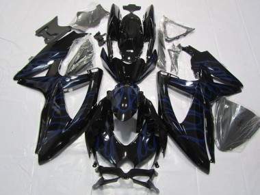 Großhandel Suzuki GSXR 600 Motorrad Verkleidung 2008-2010 - Glanzendes Schwarz Blau Flamme
