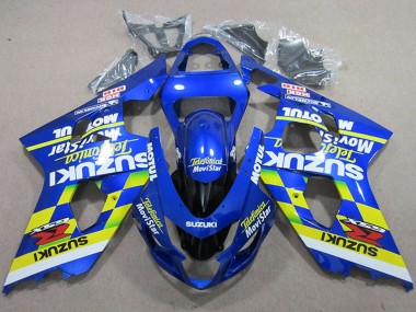 Großhandel Suzuki GSXR 750 Motorrad Verkleidung 2004-2005 - Blau Neon Gelb Telefonica MoviStar Motul