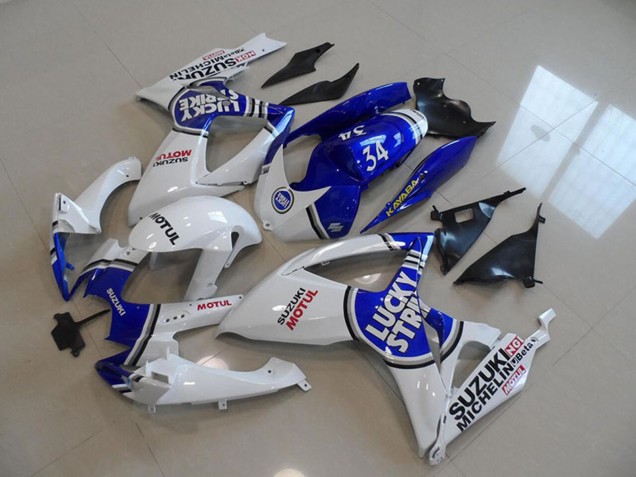 Großhandel Suzuki GSXR 750 Motorrad Verkleidung 2006-2007 - Weiss Blau Lucky Strike Motul 34