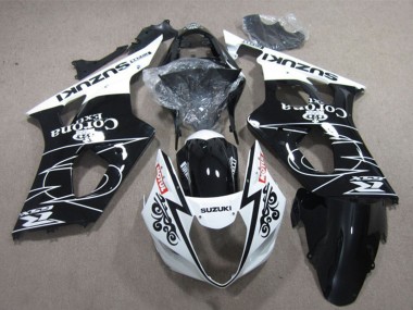 Großhandel Suzuki GSXR 1000 Motorrad Verkleidung 2003-2004 - Weiss Glanzendes Schwarz Corona Extra Motul
