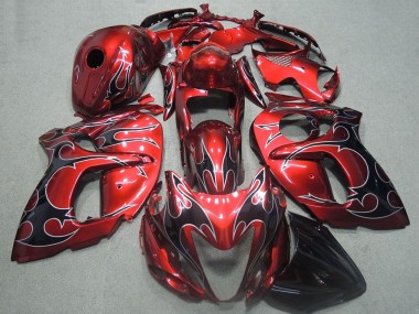 Großhandel Suzuki GSXR 1300 Hayabusa Motorrad Verkleidung 2008-2020 - Rot Schwarz Flamme