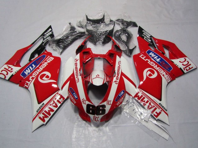 Großhandel Ducati 1199 Motorrad Verkleidung 2011-2014 - Weiss Rot Fiamm Ficc