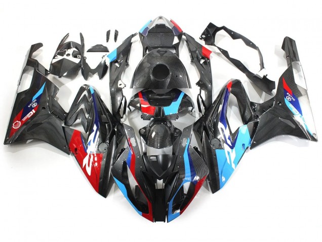 Großhandel BMW S1000RR Motorrad Verkleidung 2015-2016 - Blau Rot Carbonfaser
