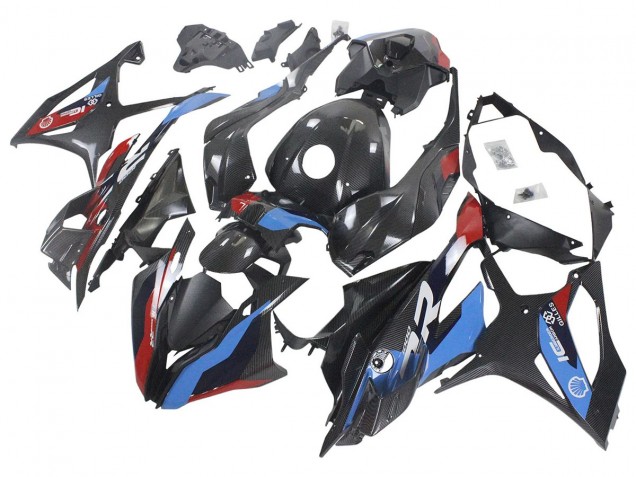 Großhandel BMW S1000RR Motorrad Verkleidung 2023-2024 - Blau Rot Carbonfaser