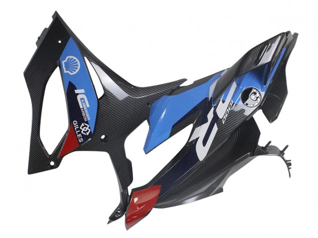 Großhandel BMW S1000RR Motorrad Verkleidung 2023-2024 - Blau Rot Carbonfaser