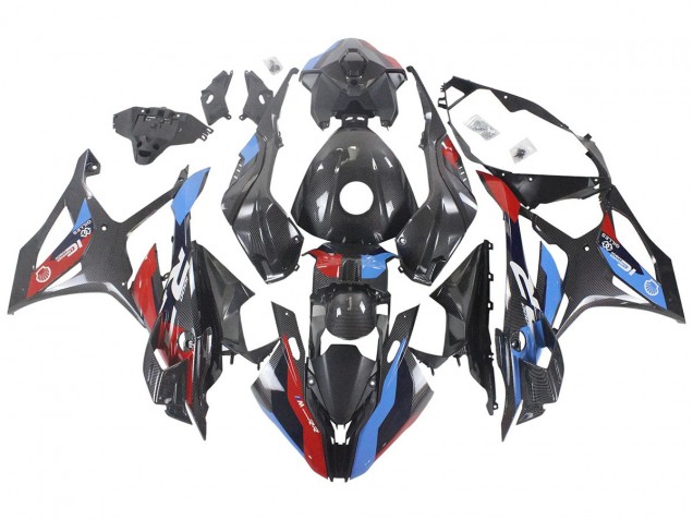 Großhandel BMW S1000RR Motorrad Verkleidung 2023-2024 - Blau Rot Carbonfaser