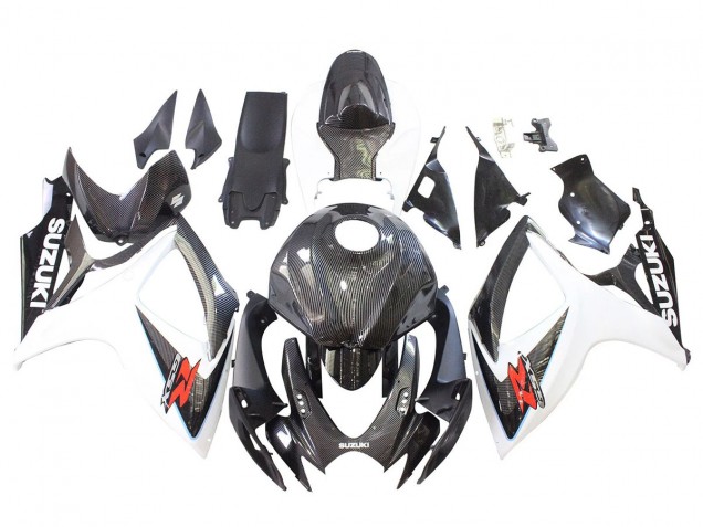 Großhandel Suzuki GSXR 600/750 Motorrad Verkleidung 2006-2007 - Schwarz Weiss Carbonfaser Stil