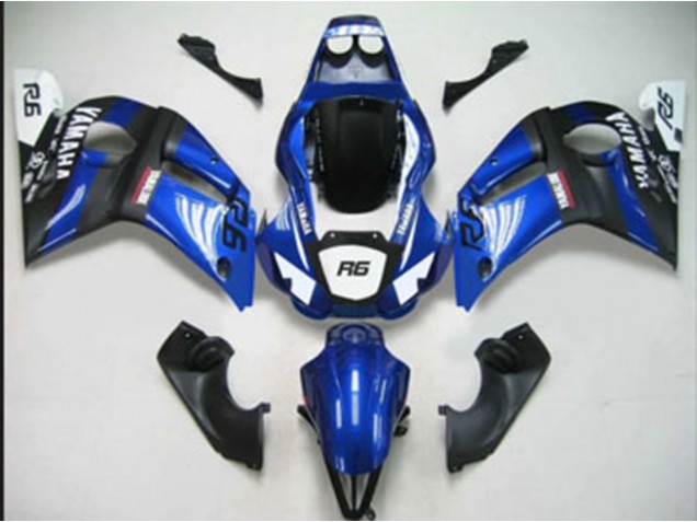 Großhandel Yamaha YZF 600 R6 Motorrad Verkleidung 1998-2002 - Blau Weiss Matt Schwarz