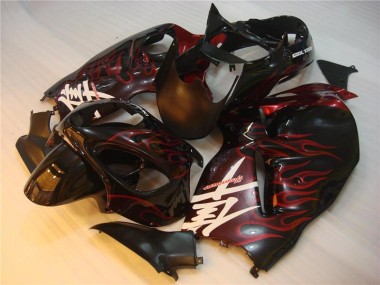 Großhandel GSXR 1300 Hayabusa 1996-2007 Motorrad Verkleidung - Schwarz rote Flamme