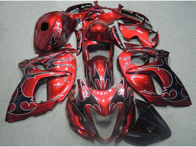 Großhandel GSXR 1300 Hayabusa 1996-2007 Motorrad Verkleidungen - Rot mit Schwarz Flamme Großhandel GSXR 1300 Hayabusa 1996-2007 Motorrad Verkleidungen - Rot mit Schwarz Flamme