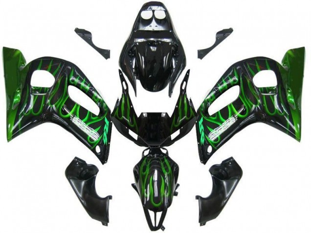 Großhandel R6 1998-2002 Motorrad Verkleidungen - Schwarze Grüne Flamme Großhandel R6 1998-2002 Motorrad Verkleidungen - Schwarze Grüne Flamme