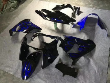 Großhandel ZX9R 2000-2001 Motorrad Verkleidungen - Glänzend Schwarz Blau Flamme