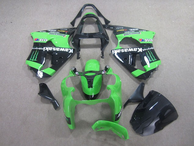 Großhandel ZX6R 2000-2002 Motorrad Verkleidungen - Schwarz Grünes Monster Großhandel ZX6R 2000-2002 Motorrad Verkleidungen - Schwarz Grünes Monster