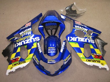 Großhandel GSXR 1000 K1 2000-2002 Motorrad Verkleidungen - Blau Gelb Telefonica Movistar
