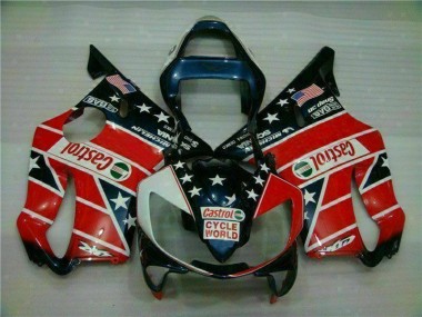 Großhandel CBR 600 F4i 2001-2003 Motorrad Verkleidungen - Rot Weiß Blau Castrol Cycle World