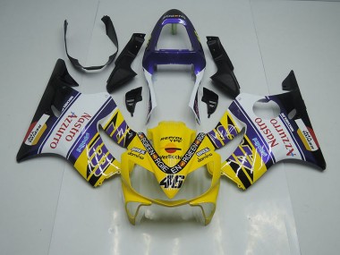 Großhandel CBR 600 F4i 2001-2003 Motorrad Verkleidungen - Gelb Weiß Nastro Azzurro