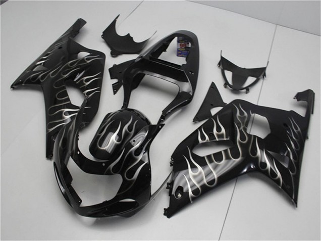 Großhandel GSXR 600 / 750 K1 K2 K3 2001-2003 Motorrad Verkleidungen - Schwarze Weiße Flamme Großhandel GSXR 600 / 750 K1 K2 K3 2001-2003 Motorrad Verkleidungen - Schwarze Weiße Flamme