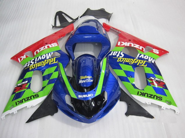 Großhandel GSXR 600 K1 K2 K3 2001-2003 Motorrad Verkleidungen - BlauGrün Rot Telefumia Movistar Großhandel GSXR 600 K1 K2 K3 2001-2003 Motorrad Verkleidungen - BlauGrün Rot Telefumia Movistar