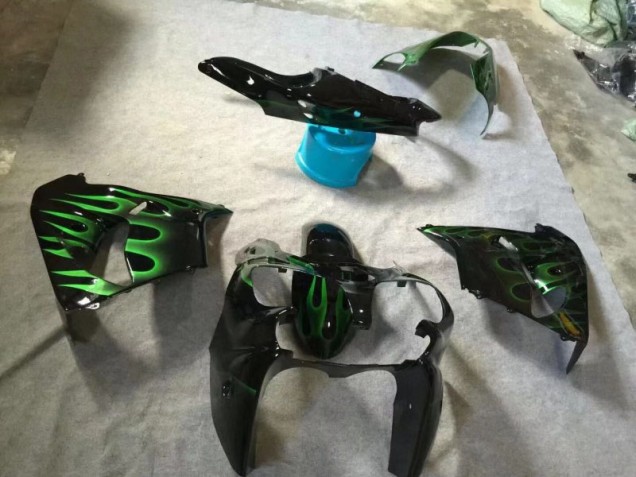 Großhandel ZX9R 2002-2003 Motorrad Verkleidungen - Glänzend Schwarze Grüne Flamme Großhandel ZX9R 2002-2003 Motorrad Verkleidungen - Glänzend Schwarze Grüne Flamme