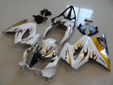 Großhandel VFR 800 2002-2013 Motorrad Verkleidungen - Weiß Gold Schwarz Flamme