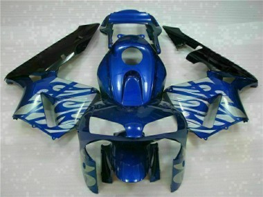 Großhandel CBR 600 RR 2003-2004 Motorrad Verkleidungen - Blau mit silberner Flamme