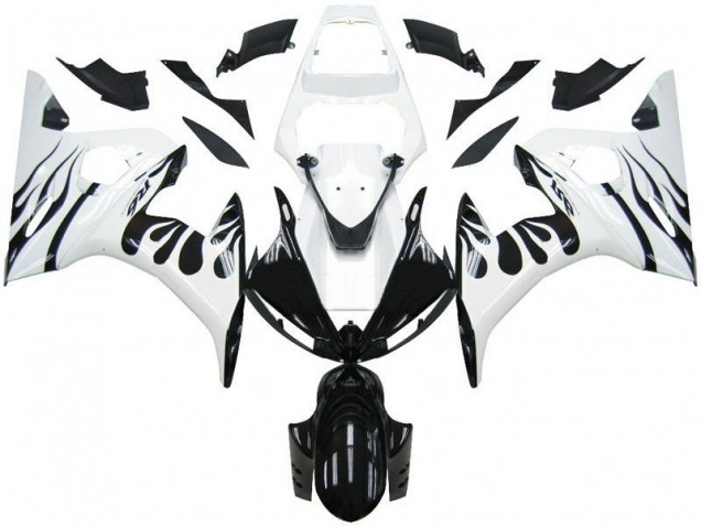 Großhandel R6 2003-2005 Motorrad Verkleidungen - Weiß Flamme Schwarz Großhandel R6 2003-2005 Motorrad Verkleidungen - Weiß Flamme Schwarz