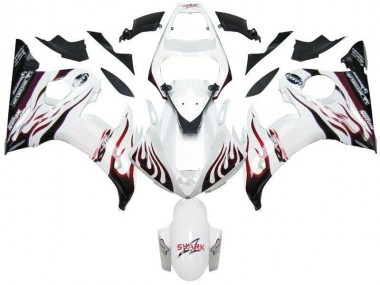 Großhandel R6 2003-2005 Motorrad Verkleidungen - Weiß Schwarz Rot Flamme