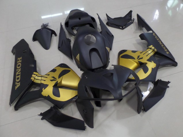 Großhandel CBR 600 RR 2005-2006 Motorrad Verkleidungen - Matt Schwarz mit goldenem Totenkopf Großhandel CBR 600 RR 2005-2006 Motorrad Verkleidungen - Matt Schwarz mit goldenem Totenkopf