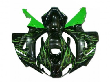 Großhandel CBR 1000 RR 2006-2007 Motorrad Verkleidungen - Grüne Flamme Schwarz