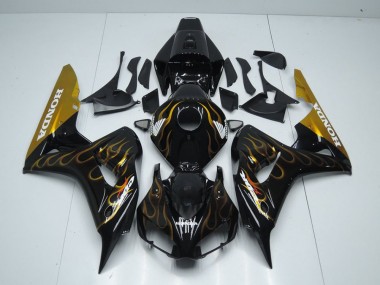 Großhandel CBR 1000 RR 2006-2007 Motorrad Verkleidungen - Schwarz Gold Flamme