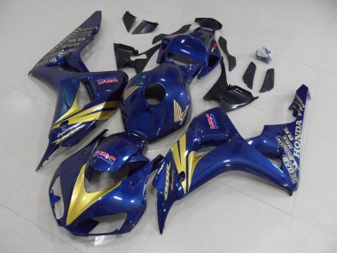 Großhandel CBR 1000 RR 2006-2007 Motorrad Verkleidungen - Dunkel blau mit goldenen Streifen