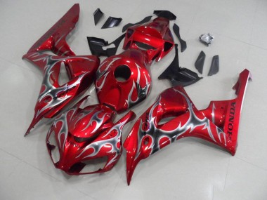 Großhandel CBR 1000 RR 2006-2007 Motorrad Verkleidungen - Rot mit Schwarz Grau Flamme