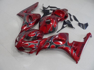 Großhandel CBR 1000 RR 2006-2007 Motorrad Verkleidungen - Rot Silber Flamme