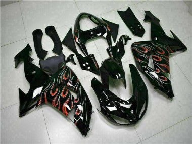 Großhandel ZX10R 2006-2007 Motorrad Verkleidung - Schwarz rote Flamme