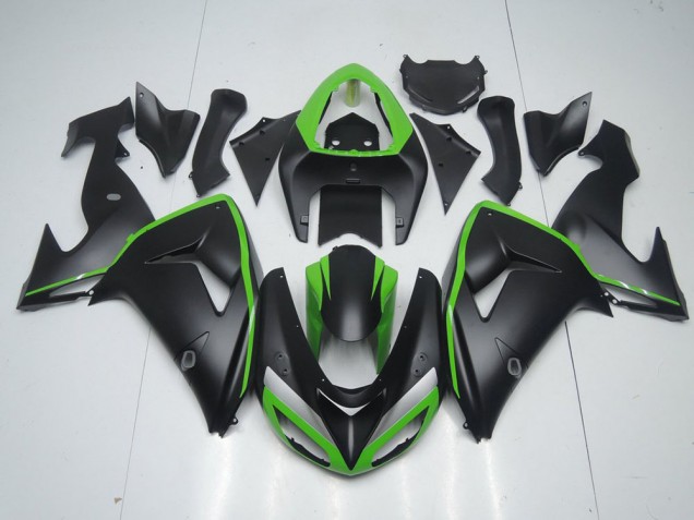 Großhandel ZX10R 2006-2007 Motorrad Verkleidungen - Matt Schwarz mit Grünem Streifen Großhandel ZX10R 2006-2007 Motorrad Verkleidungen - Matt Schwarz mit Grünem Streifen
