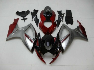 Großhandel GSXR 600 / 750 K6 2006-2007 Motorrad Verkleidungen - Rot Silber