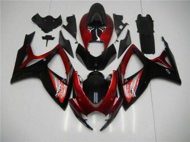 Großhandel GSXR 600 / 750 K6 2006-2007 Motorrad Verkleidungen & Plastik - Rot Schwarz