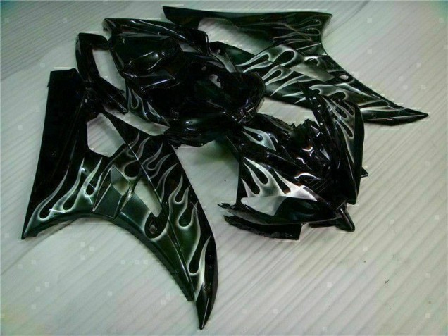 Großhandel R6 2006-2007 Motorrad Verkleidungen - Silber Flamme Schwarz Großhandel R6 2006-2007 Motorrad Verkleidungen - Silber Flamme Schwarz