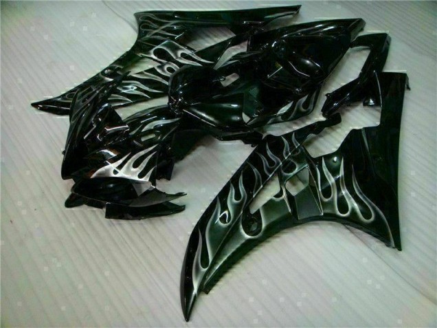 Großhandel R6 2006-2007 Motorrad Verkleidungen - Silber Flamme Schwarz Großhandel R6 2006-2007 Motorrad Verkleidungen - Silber Flamme Schwarz