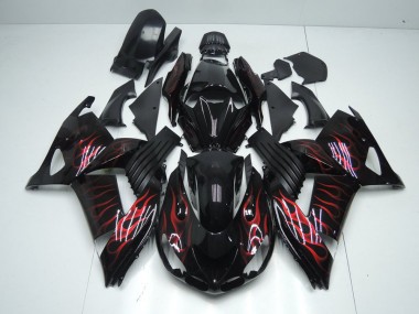 Großhandel ZX14R ZZR 1400 2006-2011 Motorrad Verkleidungen - Rot Flamme