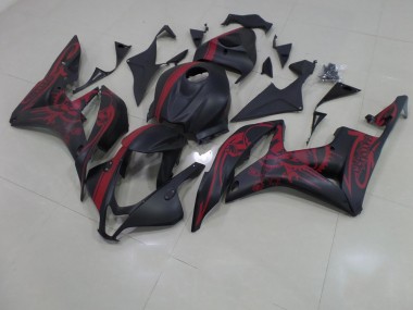 Großhandel CBR 600 RR 2007-2008 Motorrad Verkleidungen - Matt Schwarzer roter Totenkopf mit Streifen