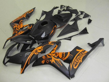 Großhandel CBR 600 RR 2007-2008 Motorrad Verkleidungen - Matt Schwarzer Orange Aufkleber