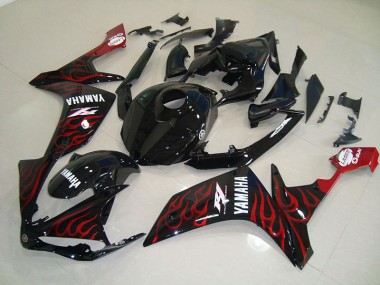 Großhandel R1 2007-2008 Motorrad Verkleidungen - Glänzend Schwarz Flamme